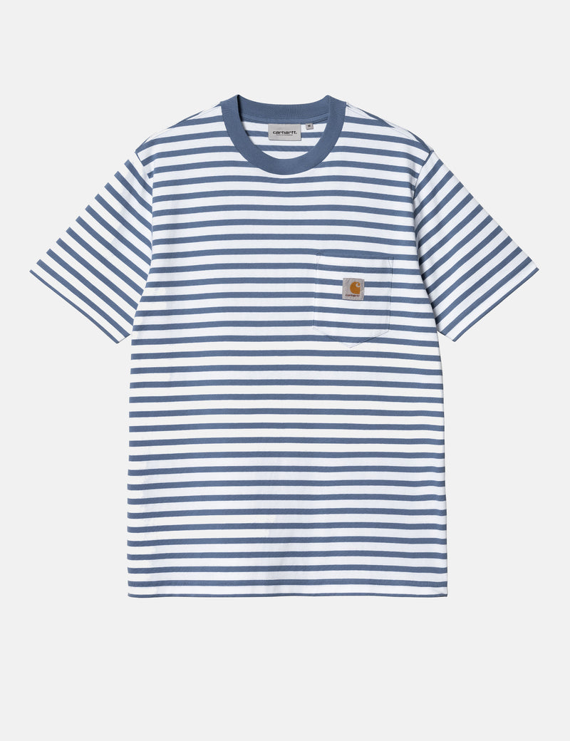 Carhartt-WIP Seidler Stripe Pocket T-Shirt - Sorrent Blue