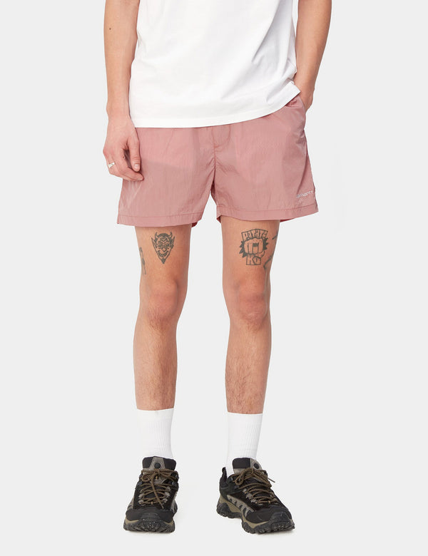 Carhartt-WIP Tobes Swim Trunks - Glassy Pink/White