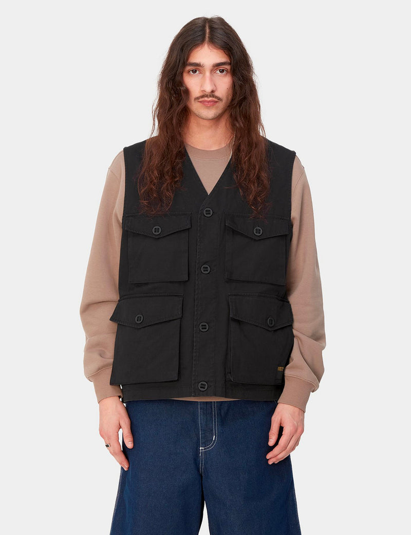 Carhartt-WIP Unity Vest - Black Heavy Enzyme Wash