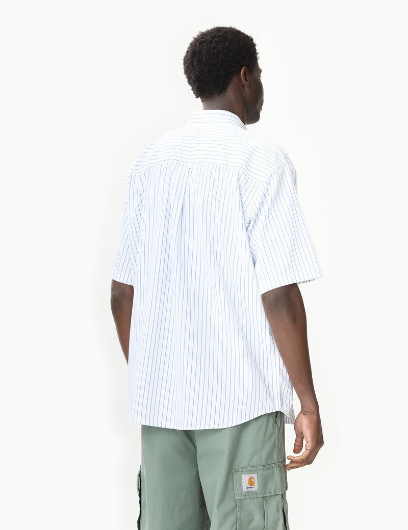 Carhartt-WIP Short Sleeve Linus Stripe Shirt - Bleach Blue