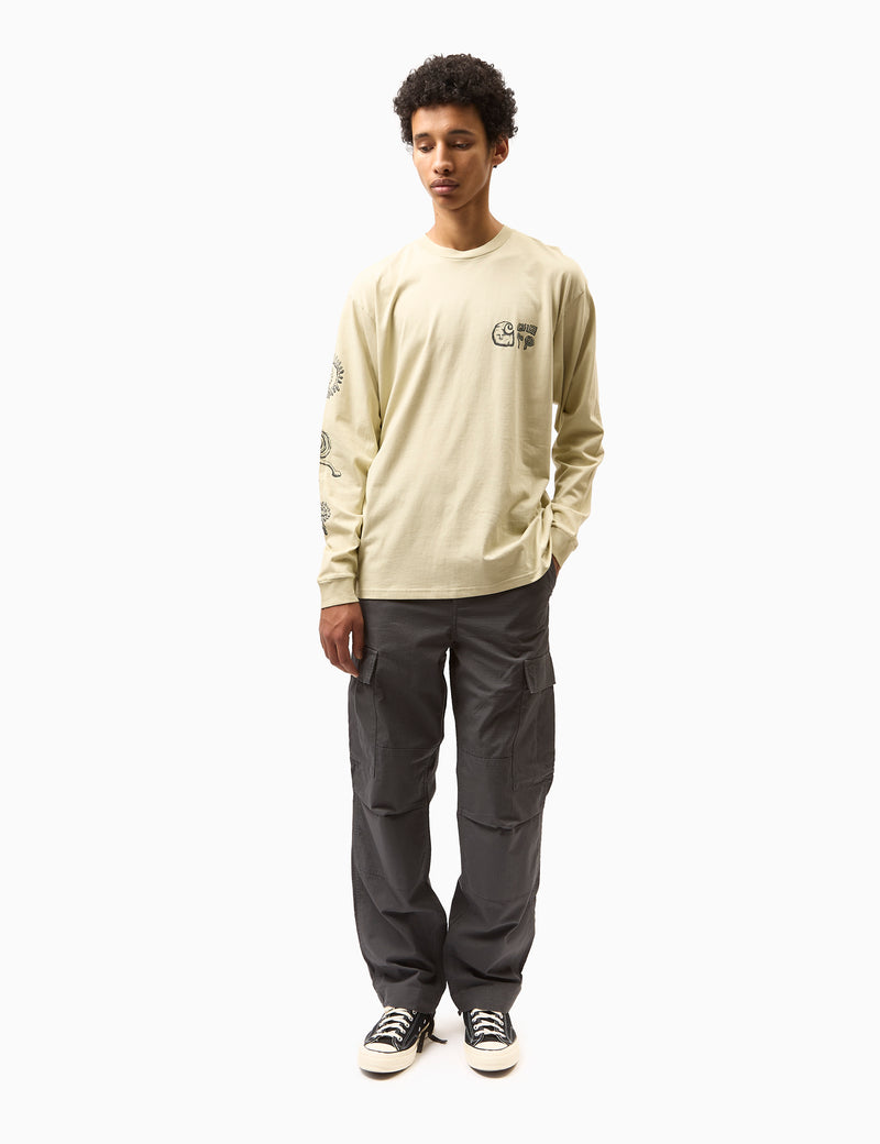 Carhartt-WIP L/S Mimetolith T-Shirt (Loose) - Beryl Biege/Flint