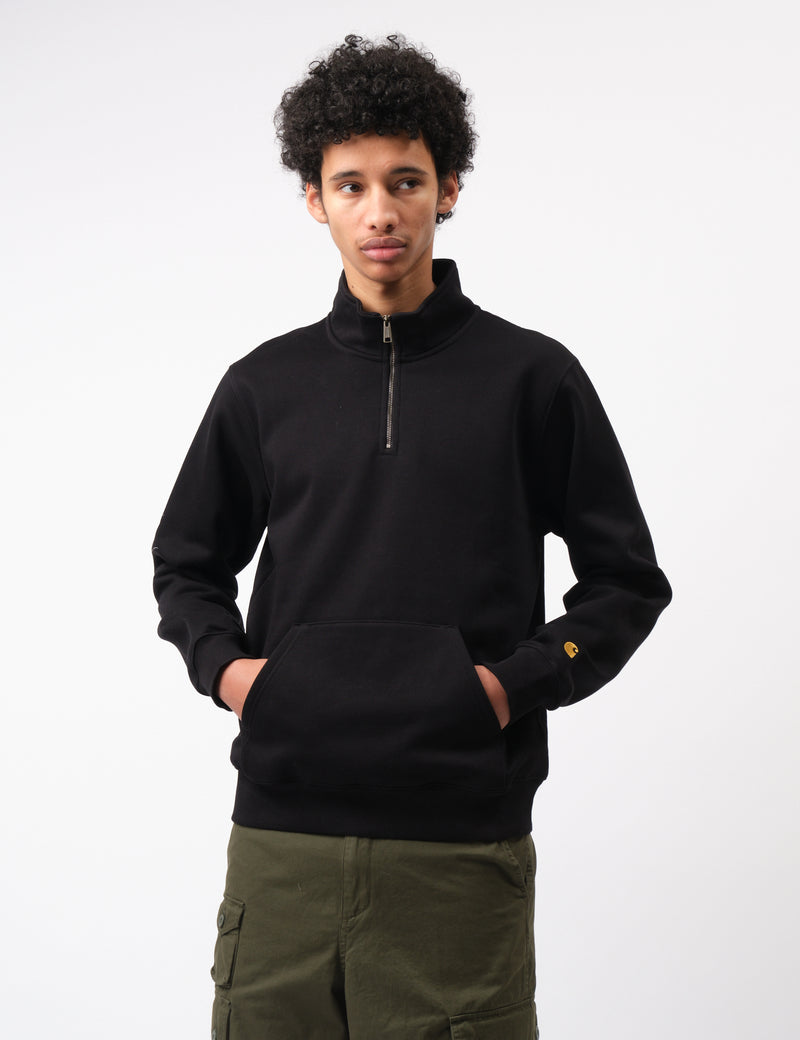 Carhartt WIP Chase Neck Zip Sweatshirt (Regular) - Black