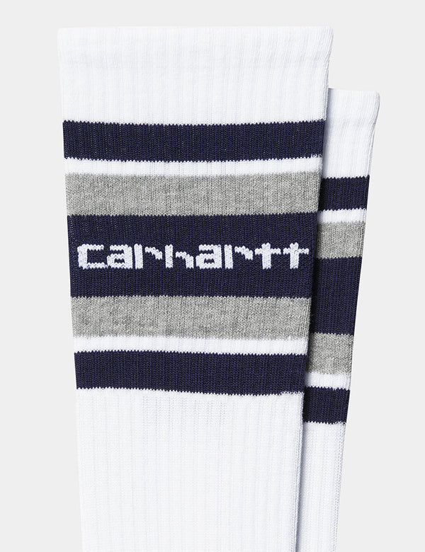 Carhartt WIP Connors Socks - White/Aura Purple/Grey Heather