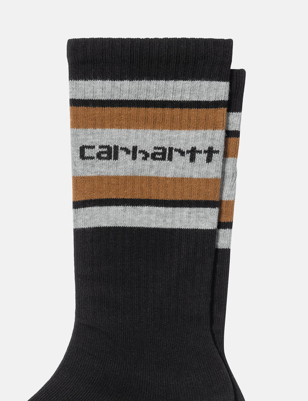 Carhartt WIP Connors Socks - Black/Grey Heather/Hamilton Brown