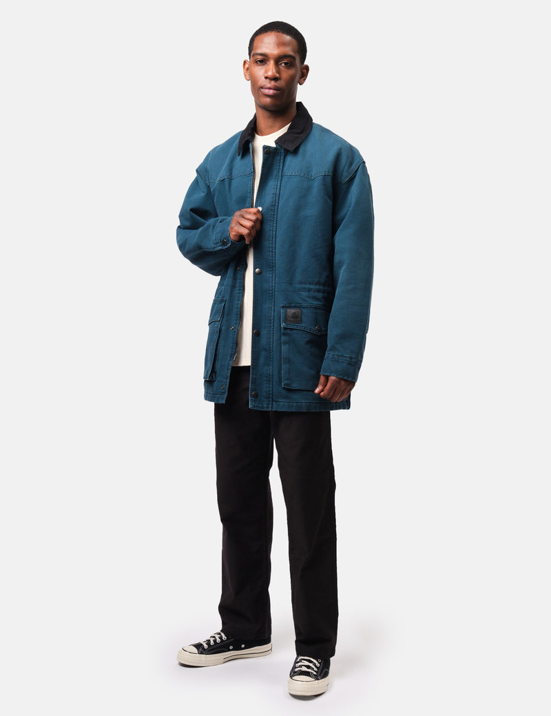 Carhartt WIP OG Santa Fe Coat (Stone Canvas) - Deep Lagoon