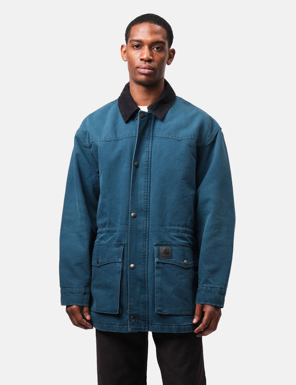 Carhartt WIP OG Santa Fe Coat (Stone Canvas) - Deep Lagoon