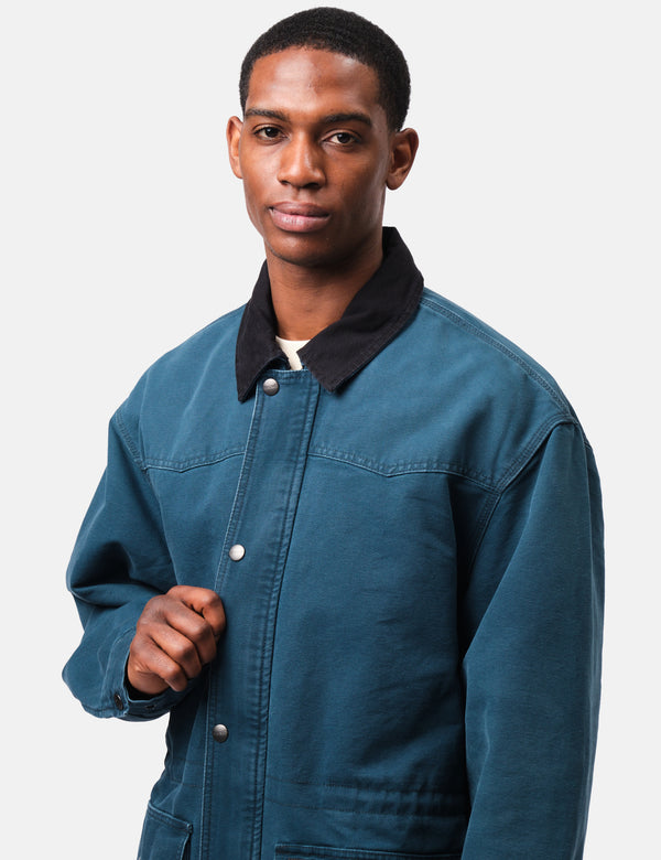 Carhartt WIP OG Santa Fe Coat (Stone Canvas) - Deep Lagoon