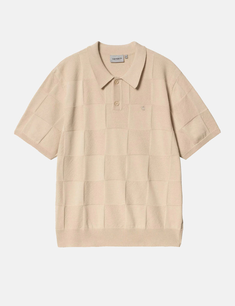 Carhartt WIP Checker Polo Shirt - Fleur De Sel Beige