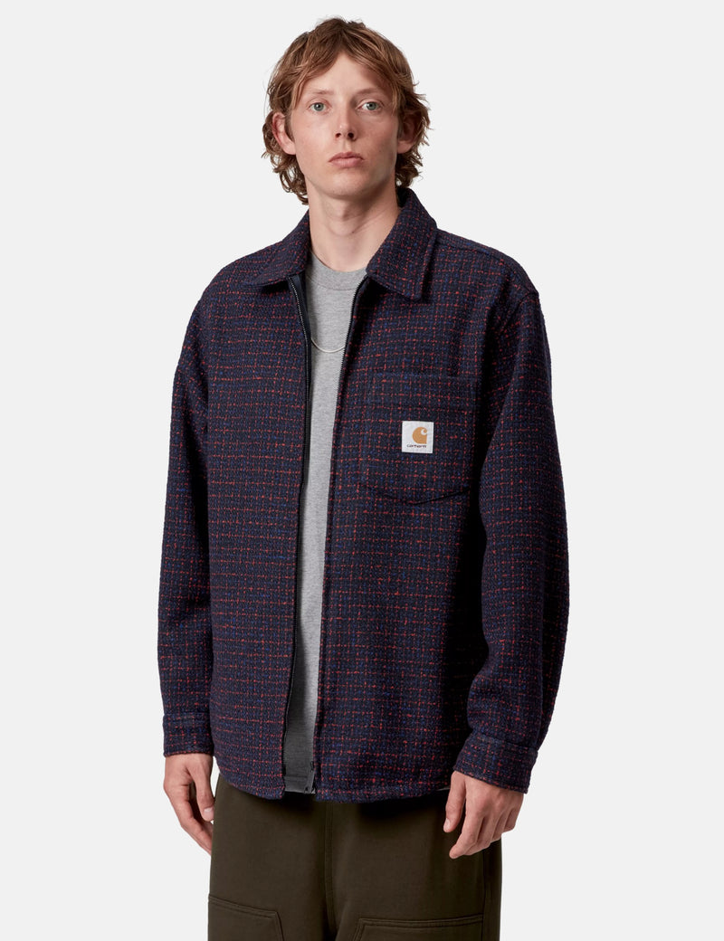Carhartt WIP Bellamy Over Shirt Jacket (Bellamy Check) - Deep Night Blue