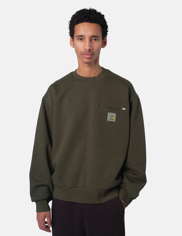 Carhartt WIP Detroit Sweatshirt - Olive Stone Washed