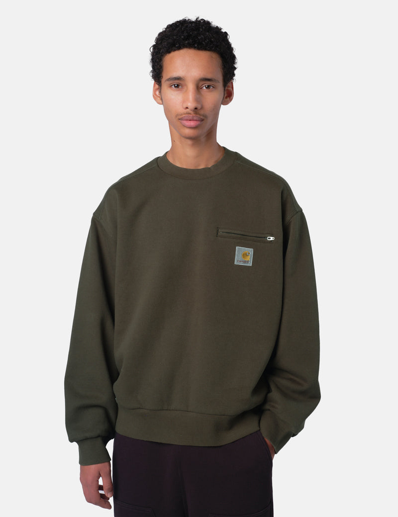 Carhartt WIP Detroit Sweatshirt - Olive Stone Washed