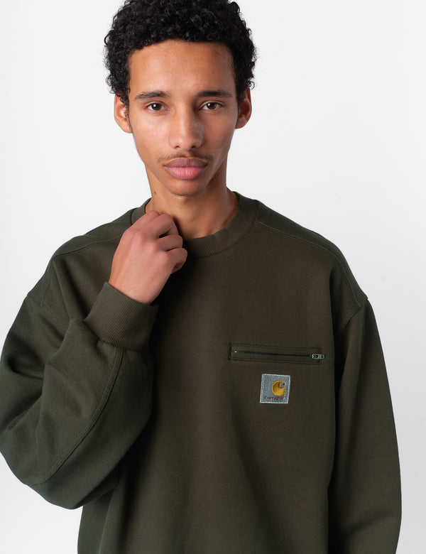 Carhartt WIP Detroit Sweatshirt - Olive Stone Washed