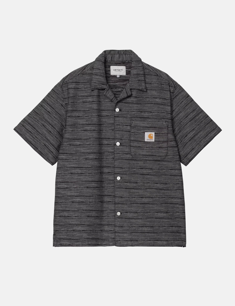 Carhartt WIP Short Sleeve Gellar Stripe Shirt - Black Rinsed
