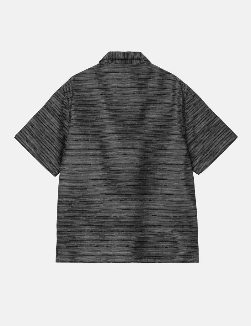 Carhartt WIP Short Sleeve Gellar Stripe Shirt - Black Rinsed