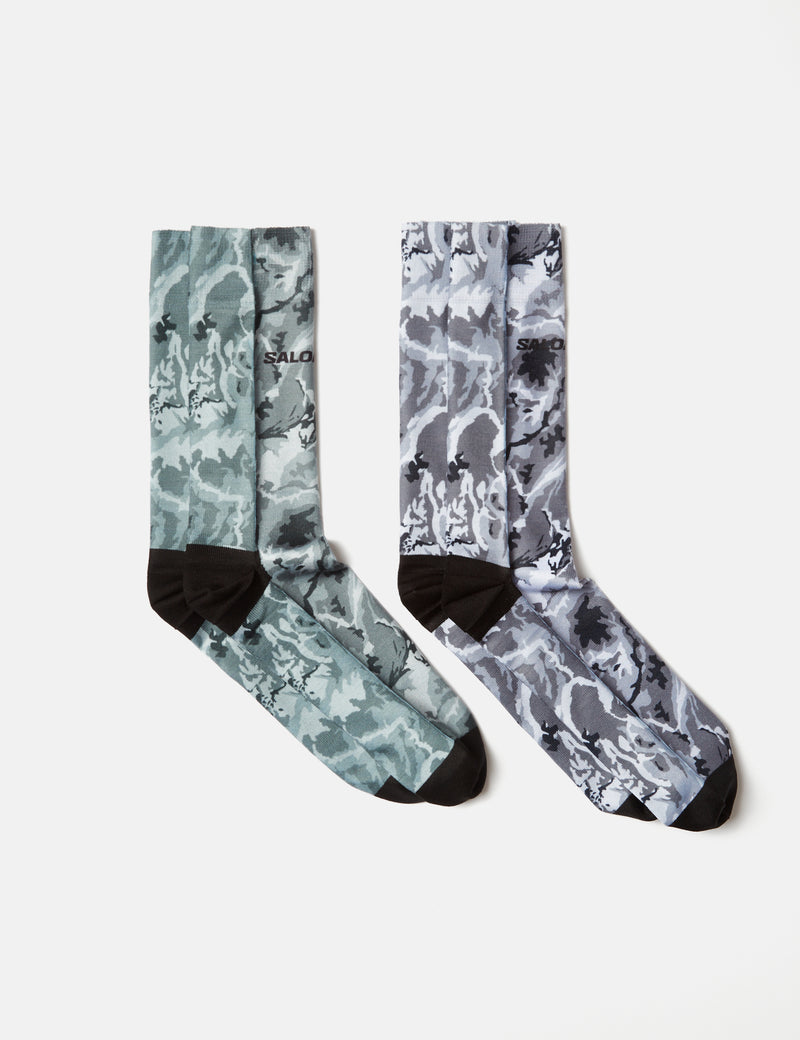 Salomon Relief Crew Socks (2-Pack) - Lily Pad/Black