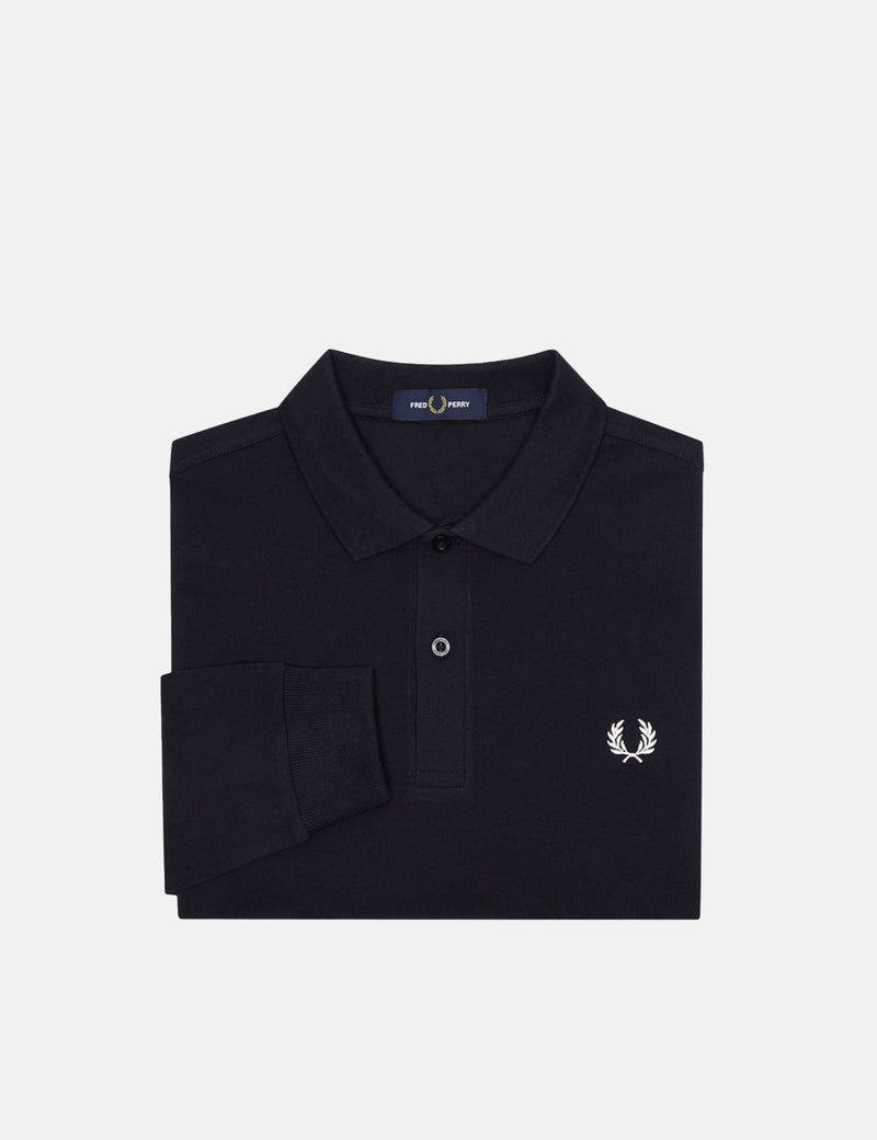 Fred Perry Long Sleeve Polo Shirt - Navy Blue