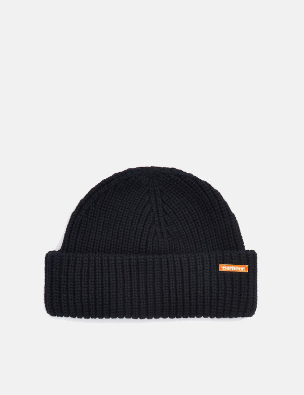 Barbour Mosely Fishermans Beanie Hat  - Black