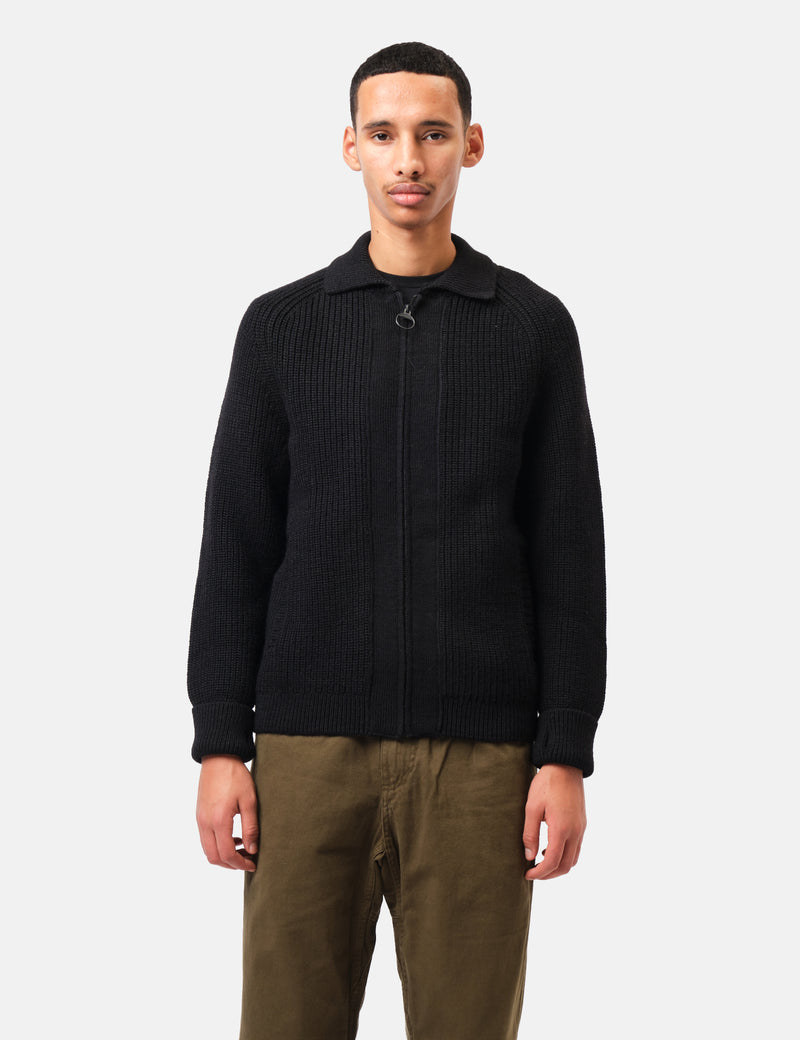 Barbour Garthman Knitted Zip Through Sweater - Black