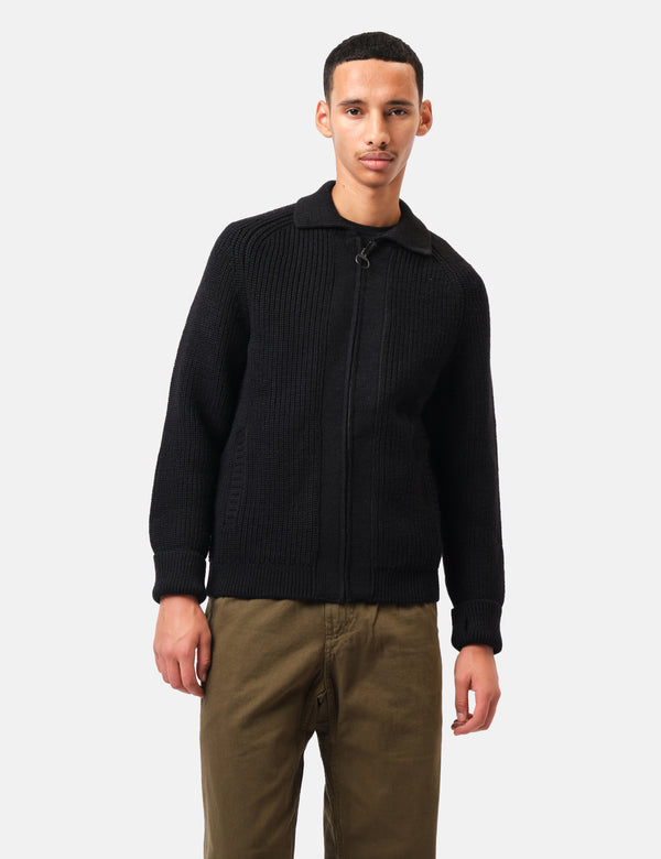 Barbour Garthman Knitted Zip Through Sweater - Black