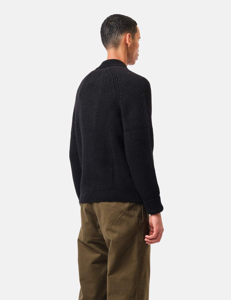 Barbour Garthman Knitted Zip Through Sweater - Black