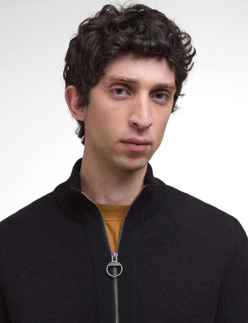 Barbour Milburn Zip Through Knitted Jumper - Black