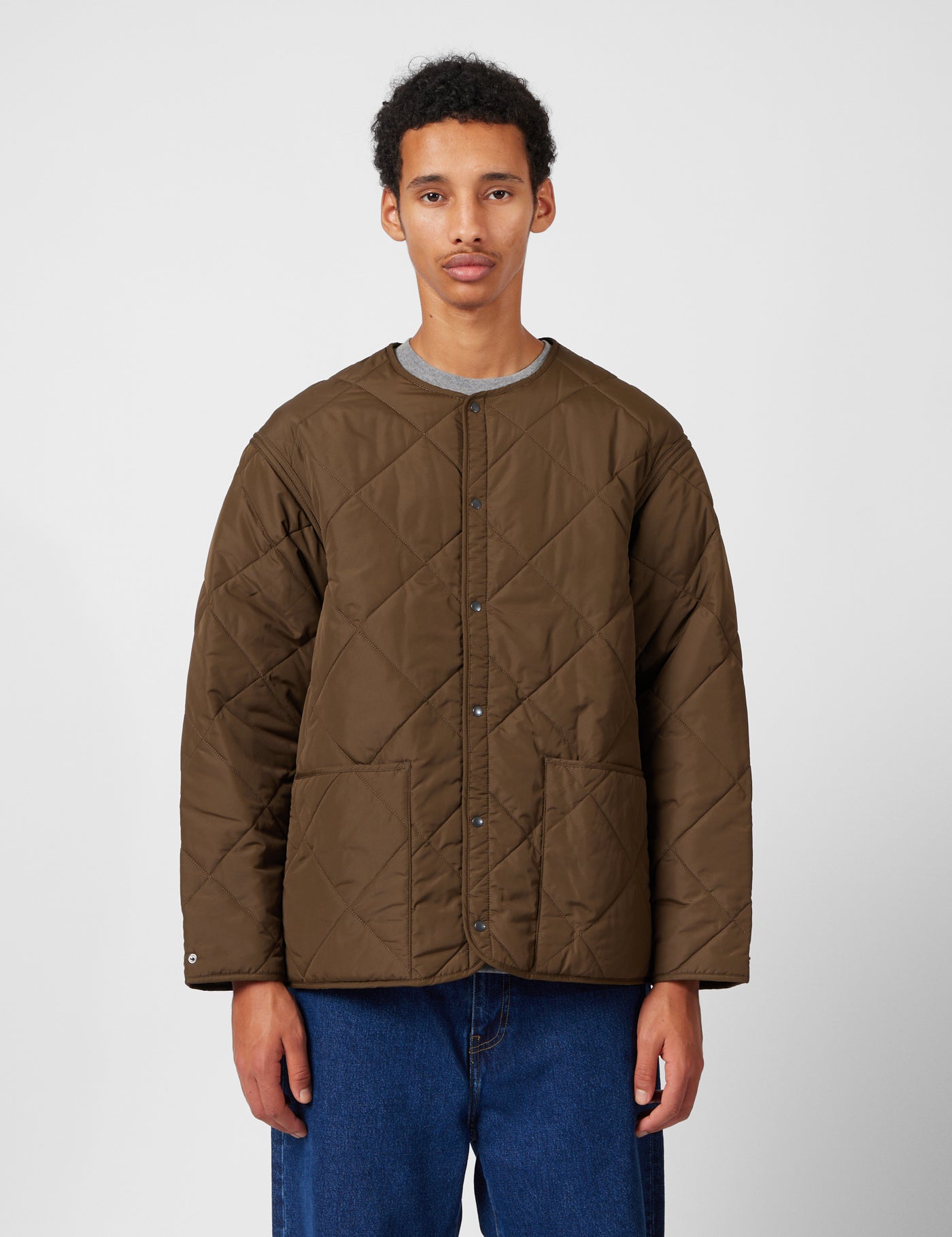 KAPTAIN SUNSHINE × Barbour 36 Barbour x Kaptain Sunshine Quilted Liner - Khaki Brown | Urban