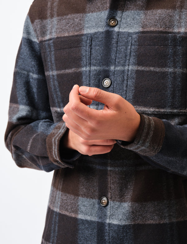Barbour Chapter Tailored Check Overshirt - Midnight Oak Tartan