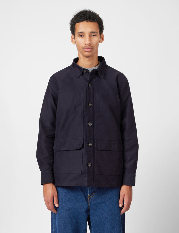 Barbour Newbirch Cotton Sateen Overshirt - Navy Blue