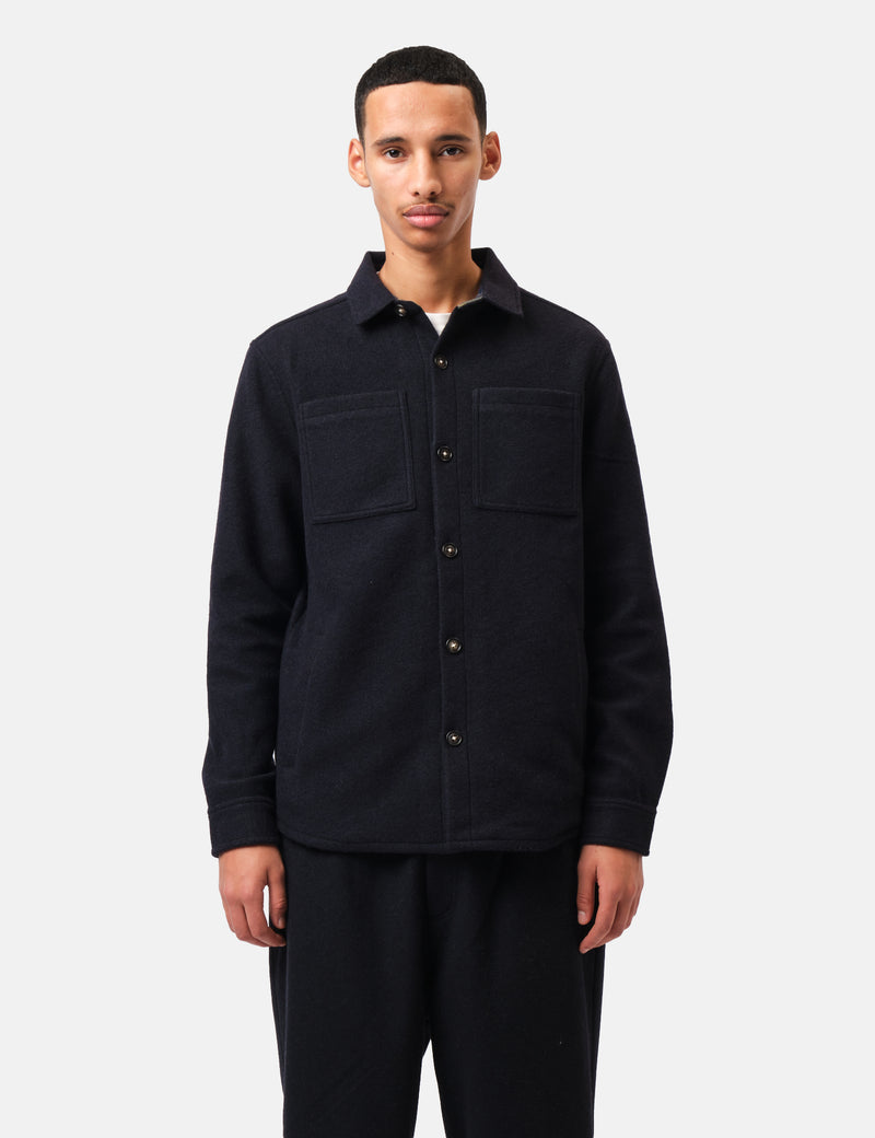 Barbour Marlow Tailored Wool Blend Overshirt - Navy Marl
