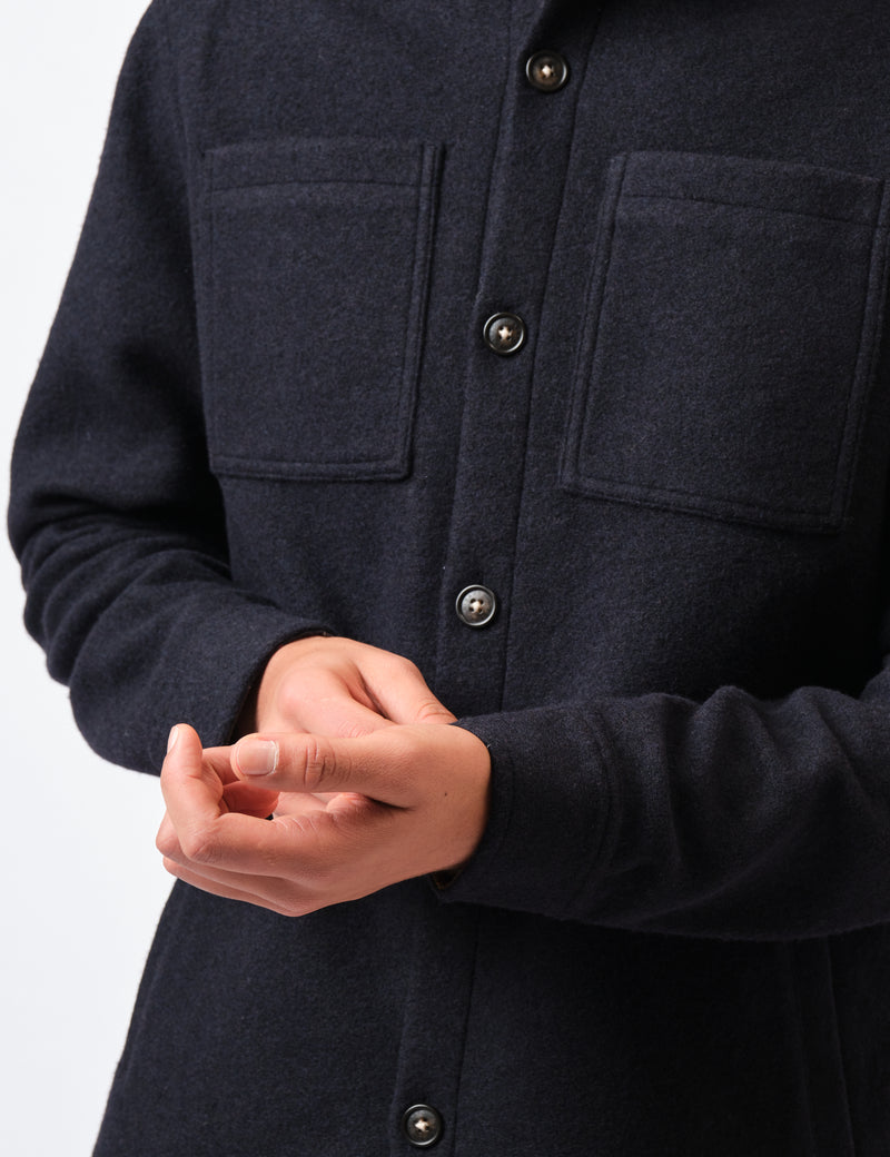 Barbour Marlow Tailored Wool Blend Overshirt - Navy Marl