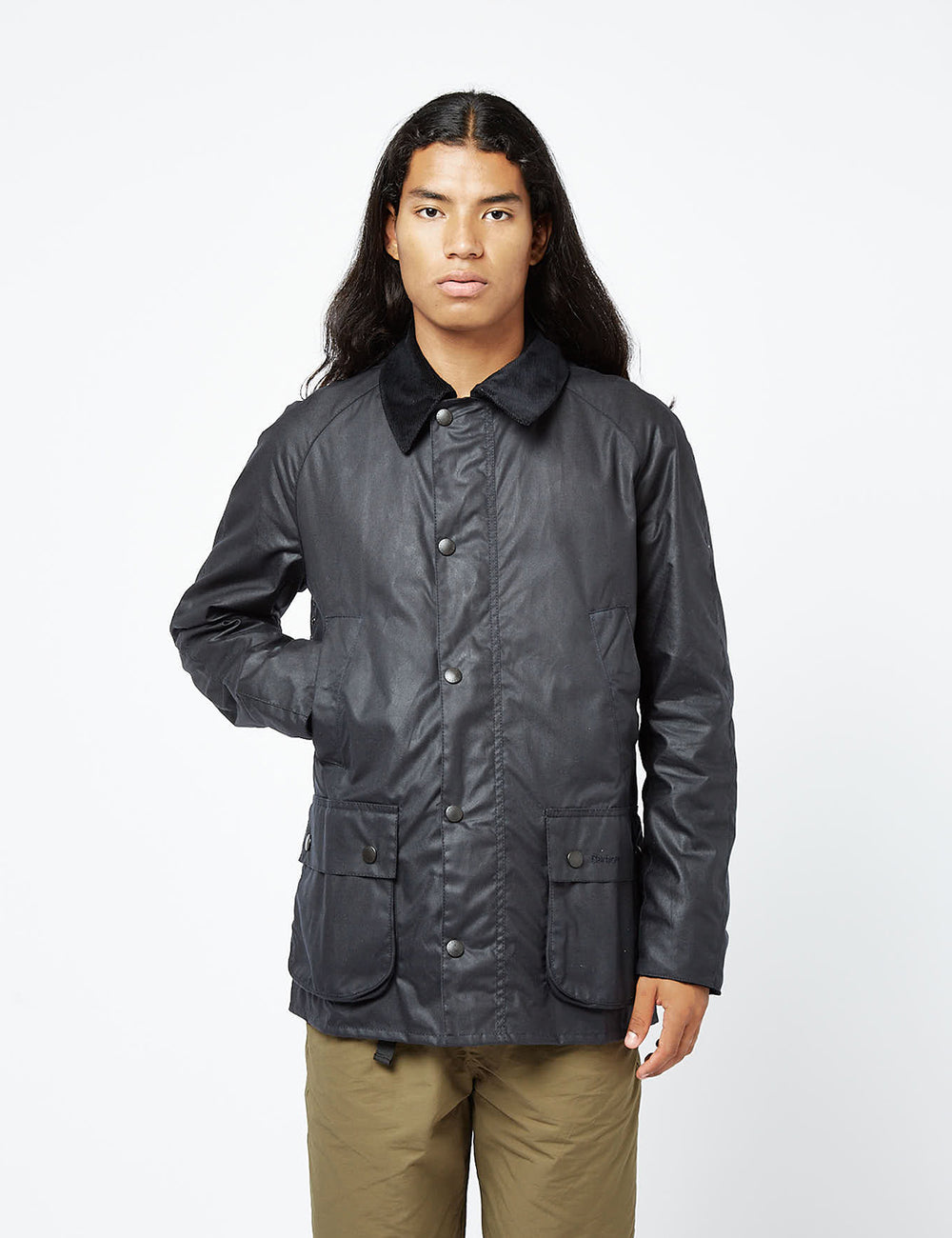 Barbour Ashby Wax Jacket Navy Blue URBAN EXCESS