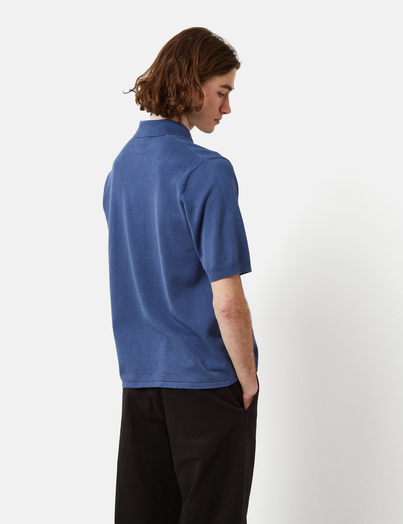 Norse Projects Rollo Short Sleeve Shirt (Cotton/Linen) - Calcite Blue
