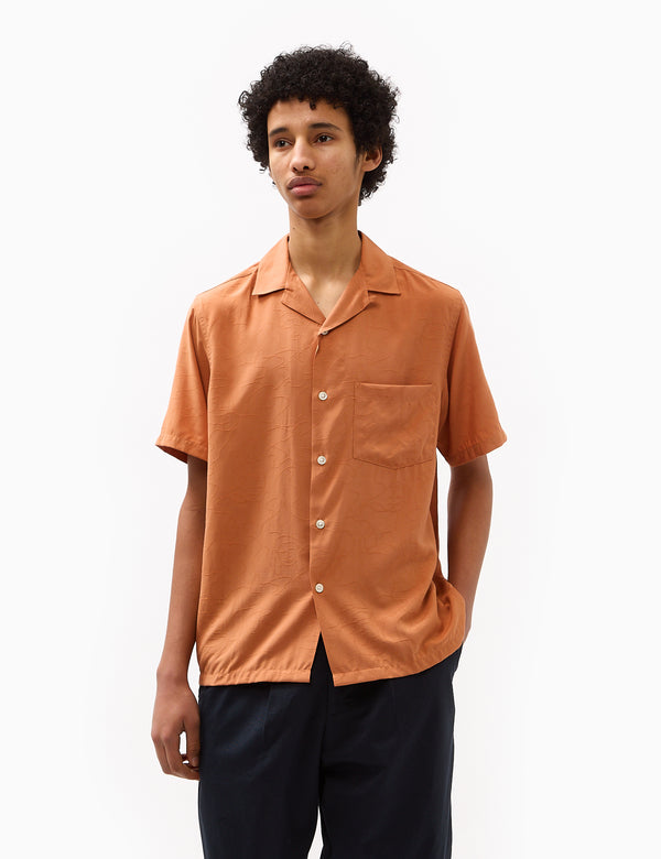 Portuguese Flannel Face Short Sleeve Shirt - Brick