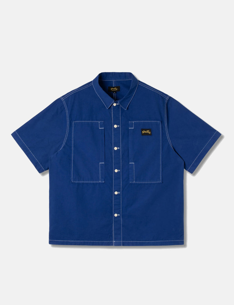 Stan Ray Short Sleeve Painter Shirt (Poplin) - Indigo Blue