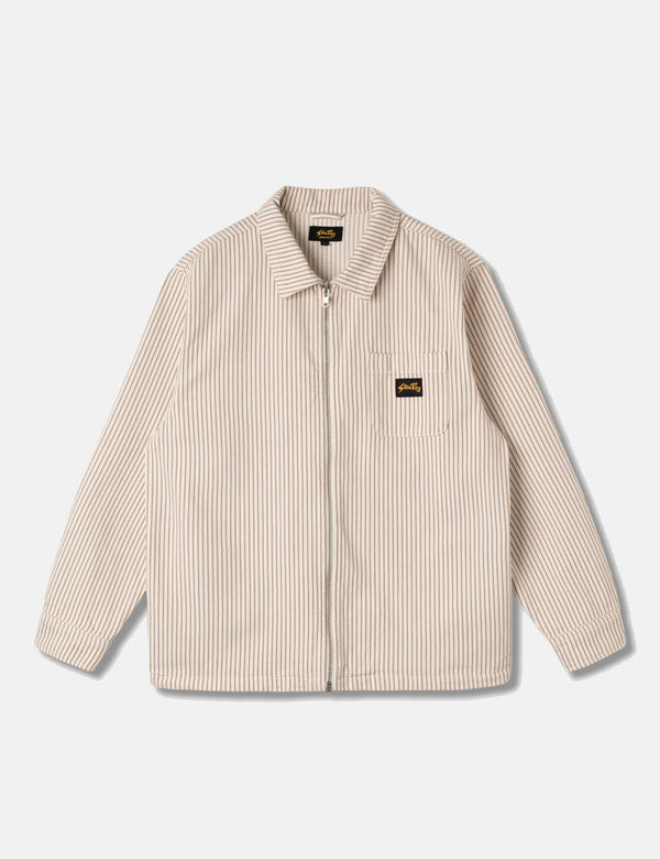 Stan Ray Zip Shirt (Peyote Hickory) - Orange/White