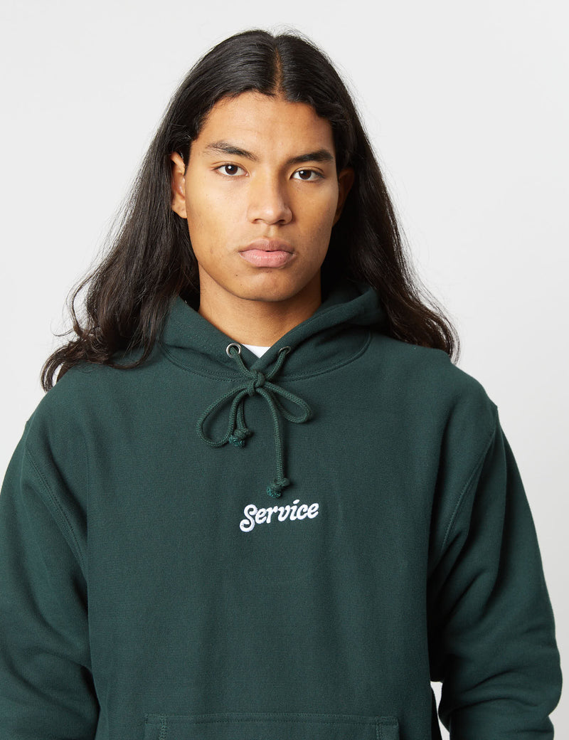 Service Works Embroidered Hooded Sweatshirt - Forest Green