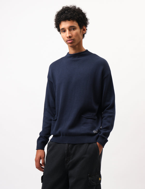 Service Works Mock Smock Sweatshirt - Navy Blue