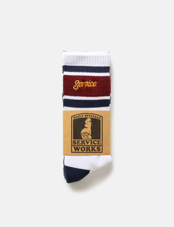 Service Works Logo Ringer Socks - White