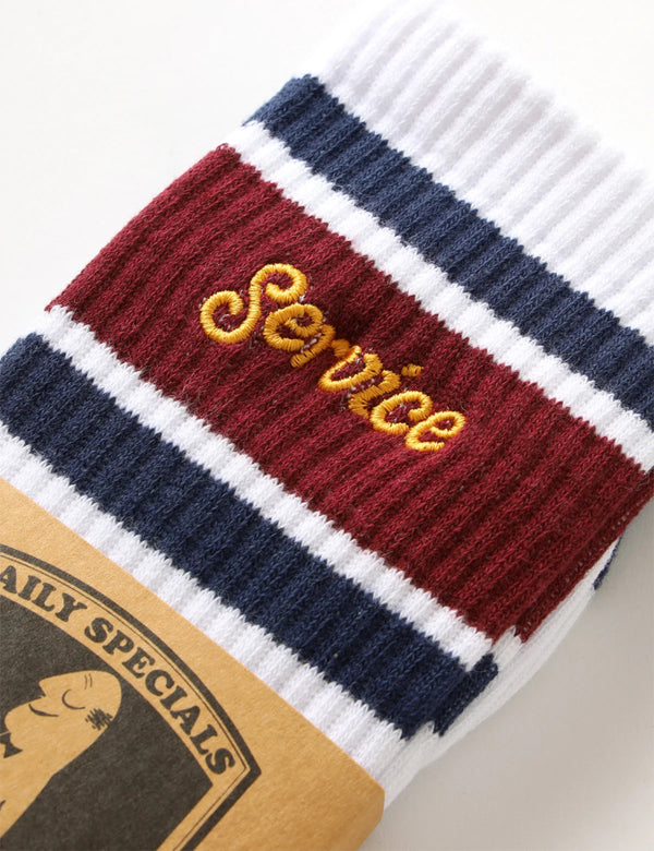 Service Works Logo Ringer Socks - White