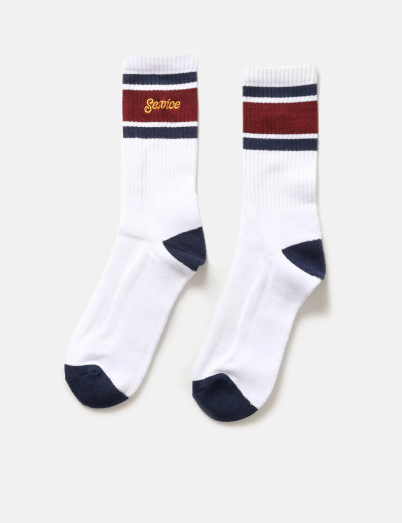 Service Works Logo Ringer Socks - White