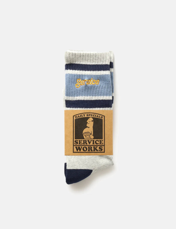 Service Works Logo Ringer Socks - Grey