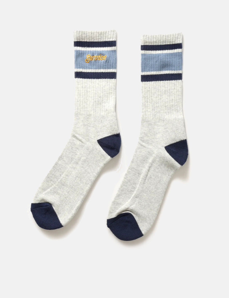 Service Works Logo Ringer Socks - Grey