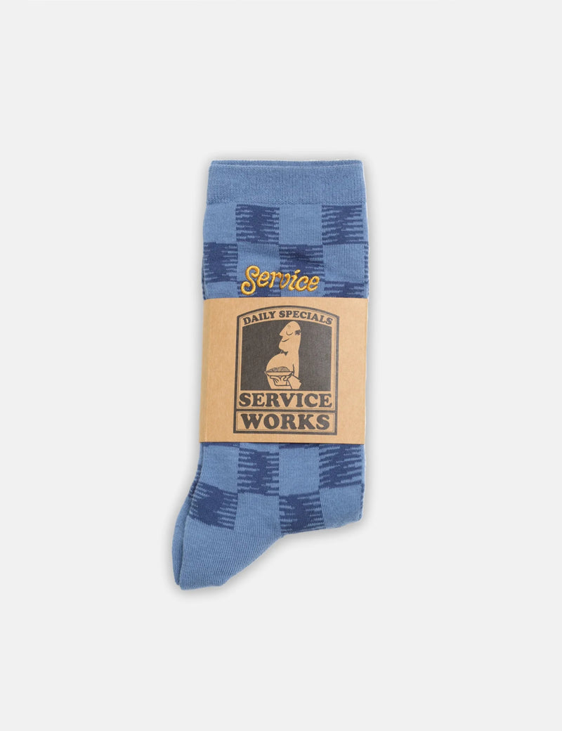 Service Works Checker Socks - Blue/Navy