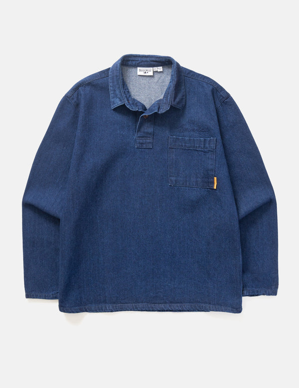 Service Works Denim Script Popover - One Wash Indigo Blue