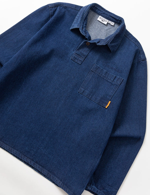 Service Works Denim Script Popover - One Wash Indigo Blue