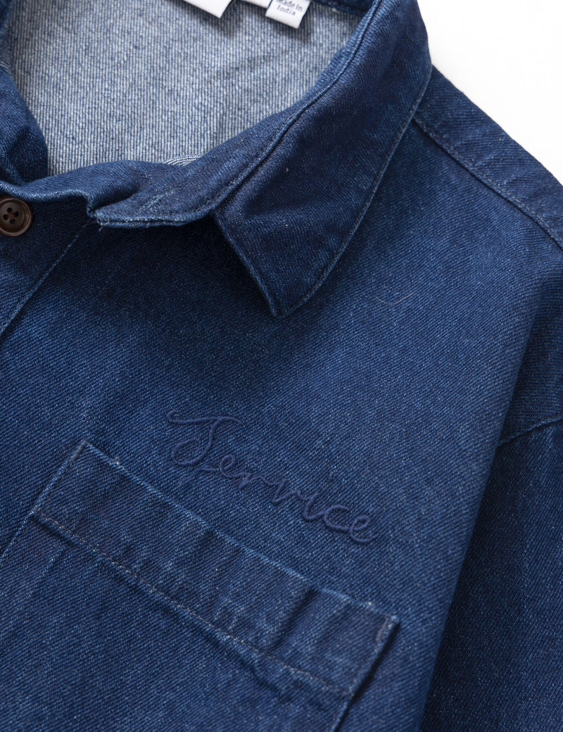 Service Works Denim Script Popover - One Wash Indigo Blue