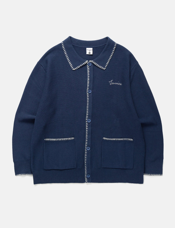Service Works Blanket Stitch Cardigan - Navy Blue