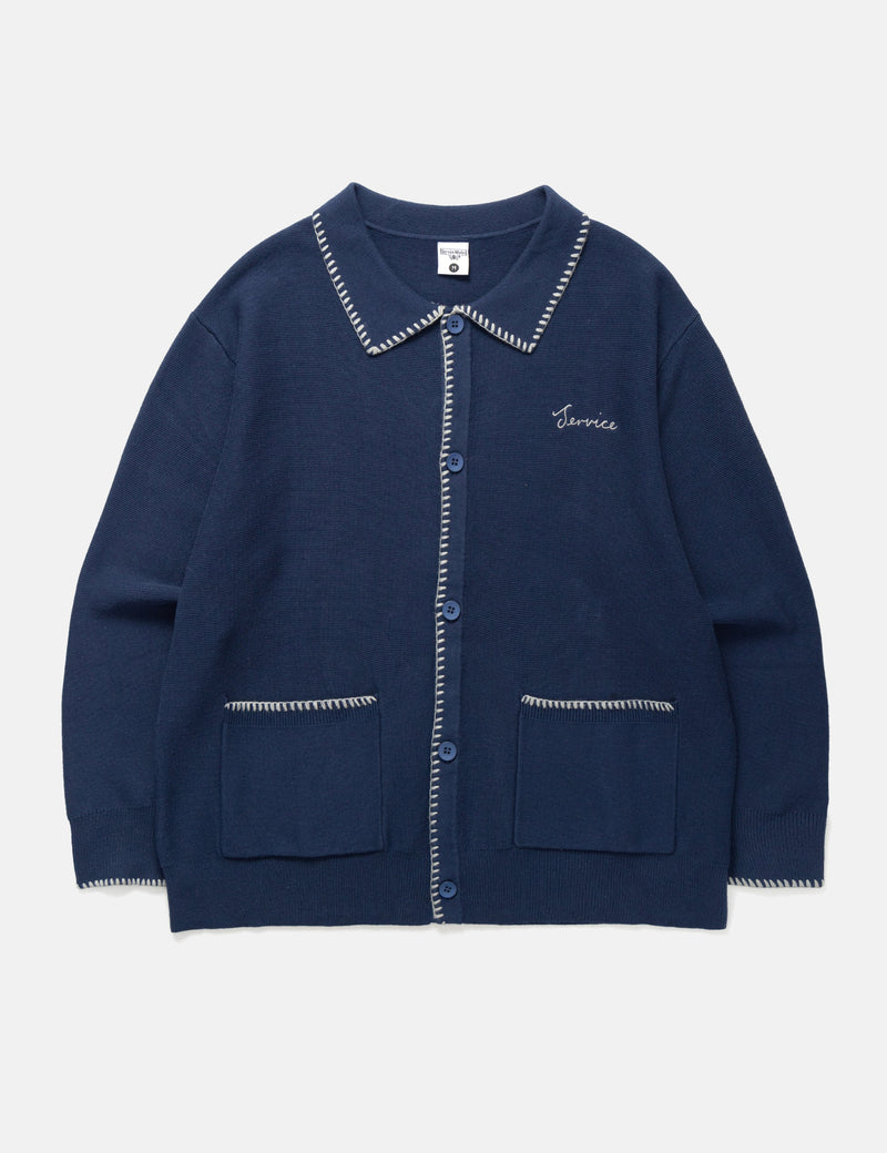 Service Works Blanket Stitch Cardigan - Navy Blue