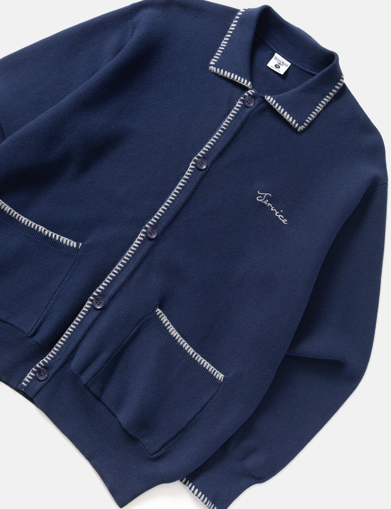 Service Works Blanket Stitch Cardigan - Navy Blue