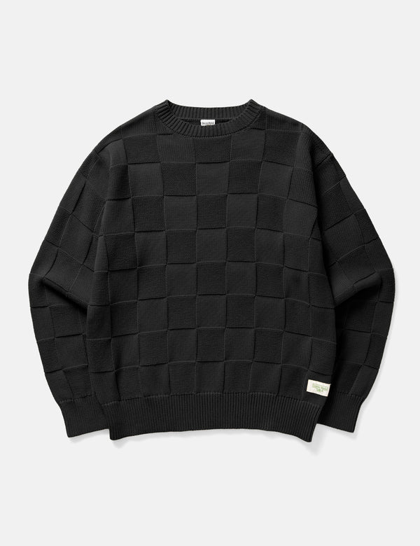 Service Works Check Knit Crewneck Sweater - Black